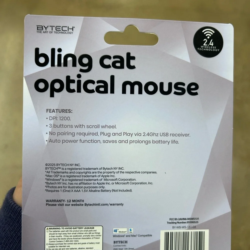 NWT Bling Cat Optical Mouse
